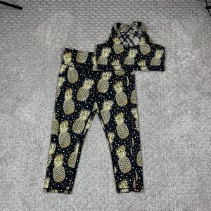 Constantly Varied Gear Activewear Set Womens Large Black Pineapple Leggings Bra